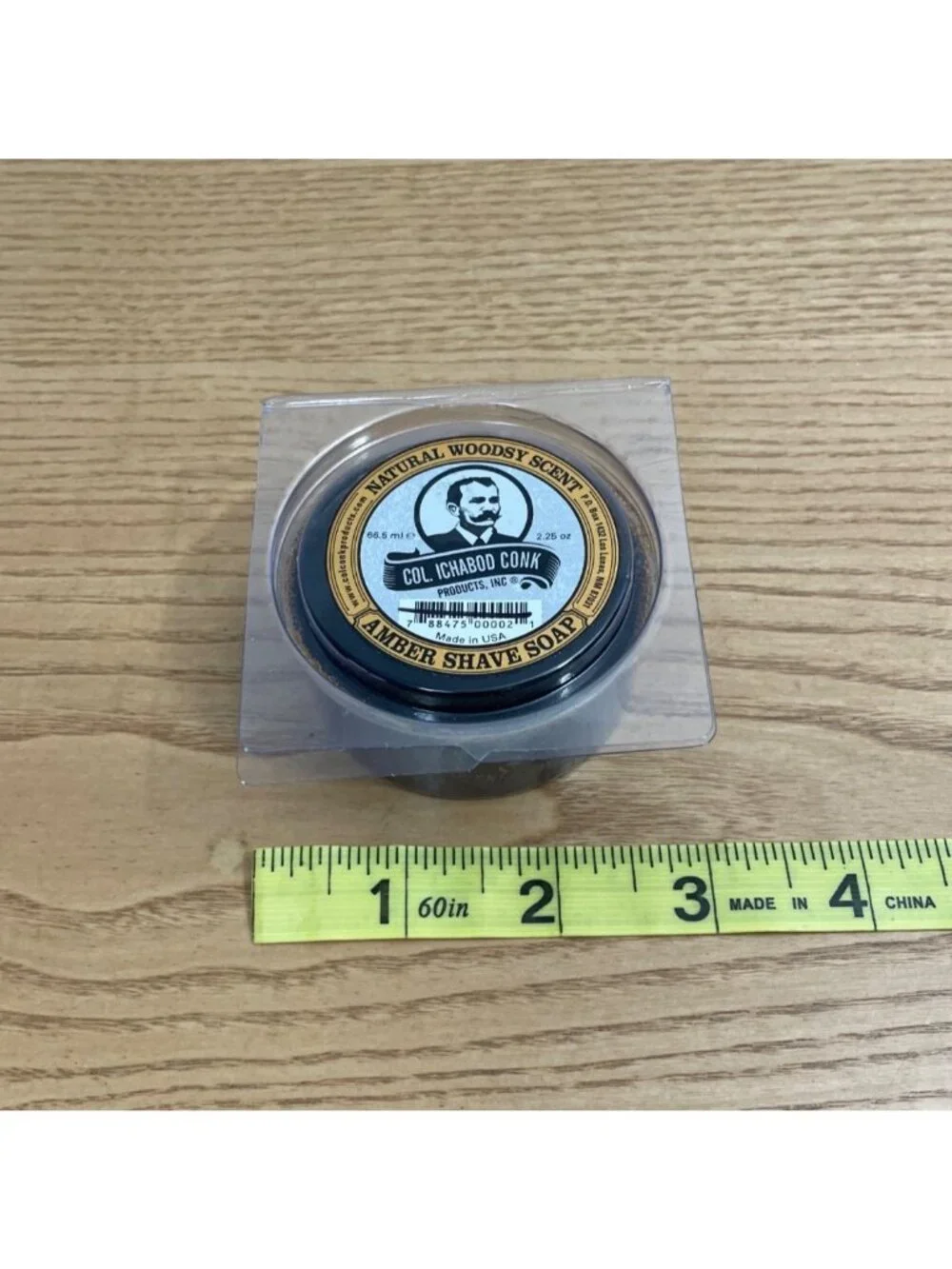 Col. Ichabod Conk Amber Shave Soap 2.25 Oz Natural Woodsy Scent Made In USA New